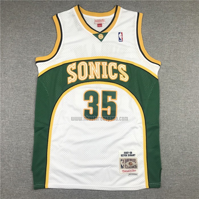 Camiseta Seattle SuperSonics Kevin Durant NO 35 Mitchell & Ness 2007-08 Blanco